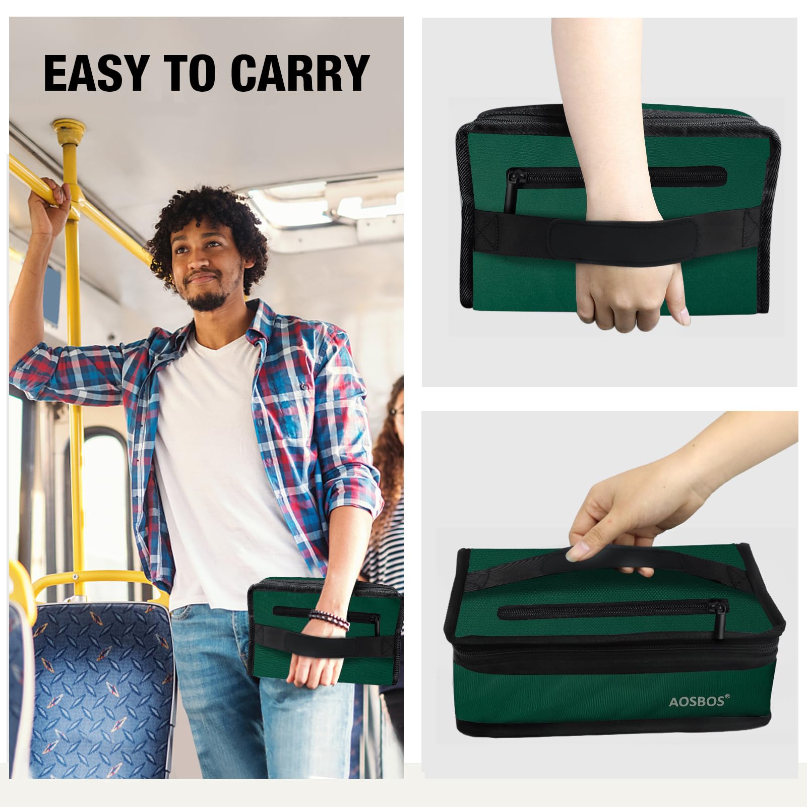 Aosbos Borsa Termica Pranzo Espandibile 10L, Nero, Con Tracolla: Perfetta Per Picnic, Lavoro E Gite (Contiene Fino A 12 Lattine) - 6