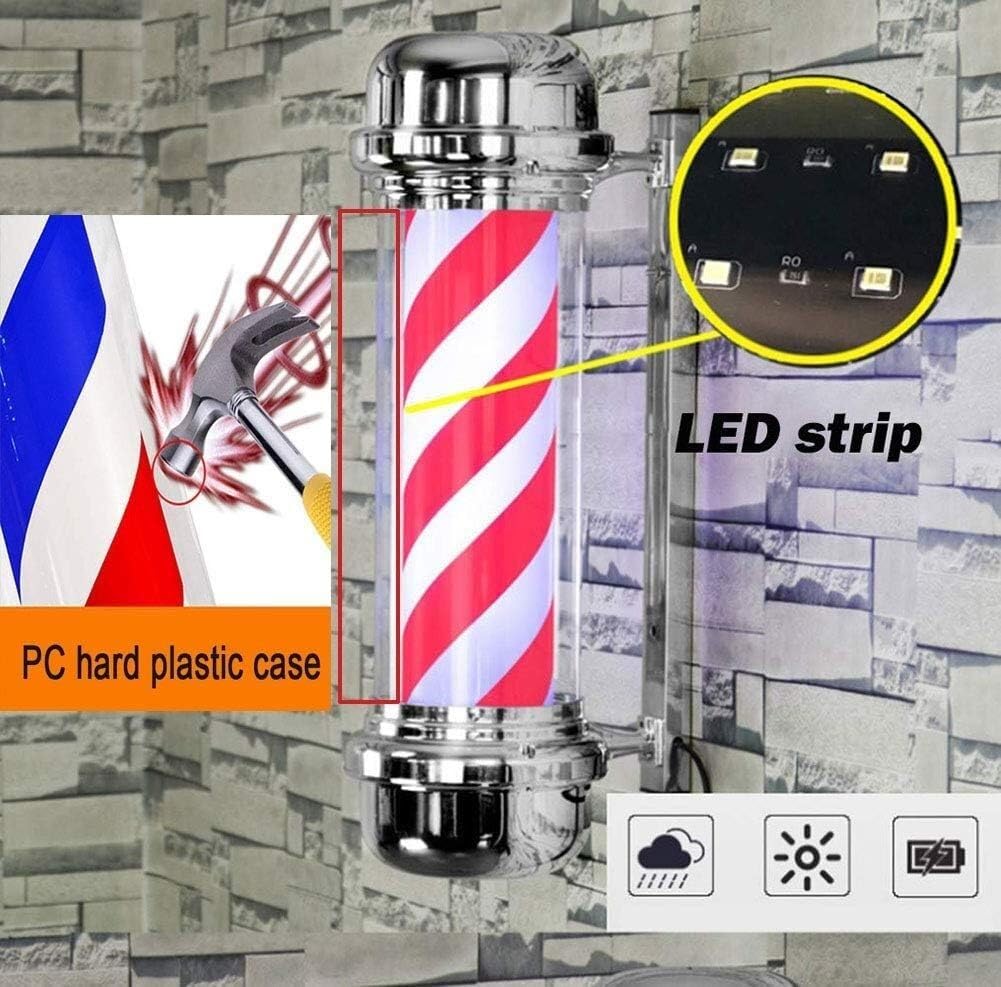 Solar-Zaunlichter, Barber-Stangen-Licht, LED-Licht, klassischer Stil, drehbar und beleuchtet, für Friseursalon, Friseurladen