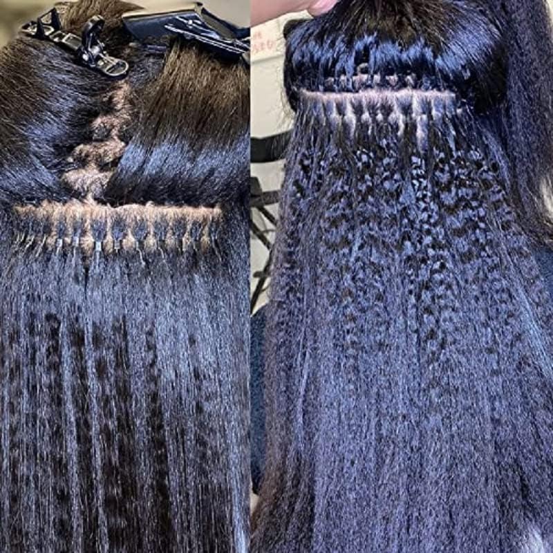 Microlink Micro Loop Human Hair Extension Kinky Straight Brazilian Remy Micro Beads Ring Stick I Tip Hair Coarse Italian Yaki 100g 100strands (16inch 100strands, #4(Dark Brown))