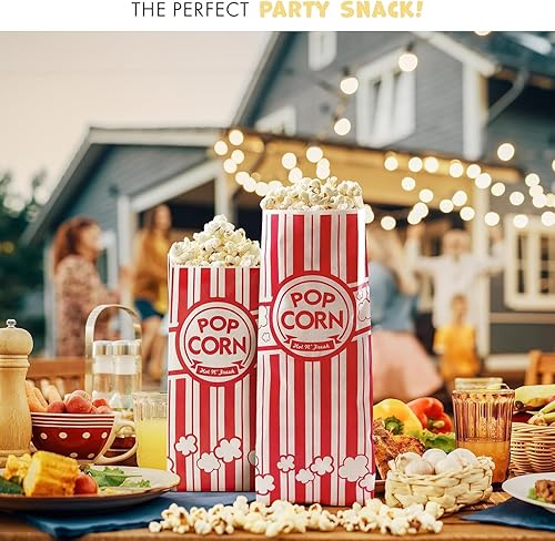 Miniatura 5 de Bolsas de palomitas de maíz, paquete de 500 porciones individuales de 1 onza, parte inferior a prueba de fugas, capacidad para 4 tazas de granos