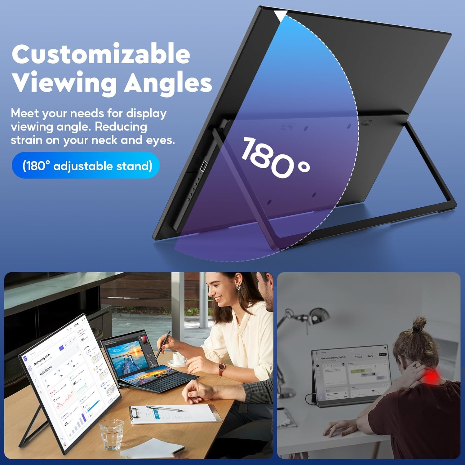 23.8" Portable Monitor for Laptop 100HZ-Portable Screen 100% SRGB IPS for Gaming & Work USB-C HDMI Second Monitor Portable with 180°Adjustable Stand for Laptop Mac Window PS5 - Image 5