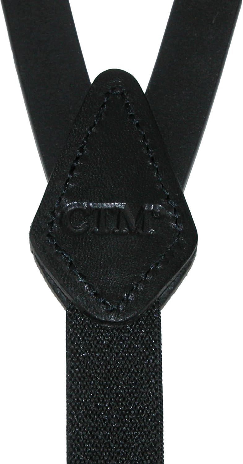 CTM Women's Coated Leather 1/2 Inch Clip-End Suspenders