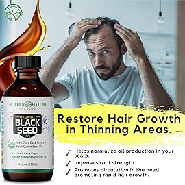 Mother Nature USDA Organic Black Seed Oil - Cold Pressed, Unrefined & Vegan Nigella Sativa, High Thymoquinone (2%+), Omega 3 6 9 for Immune, Joint & Heart Support, Hair & Skin, Non-GMO, 4oz