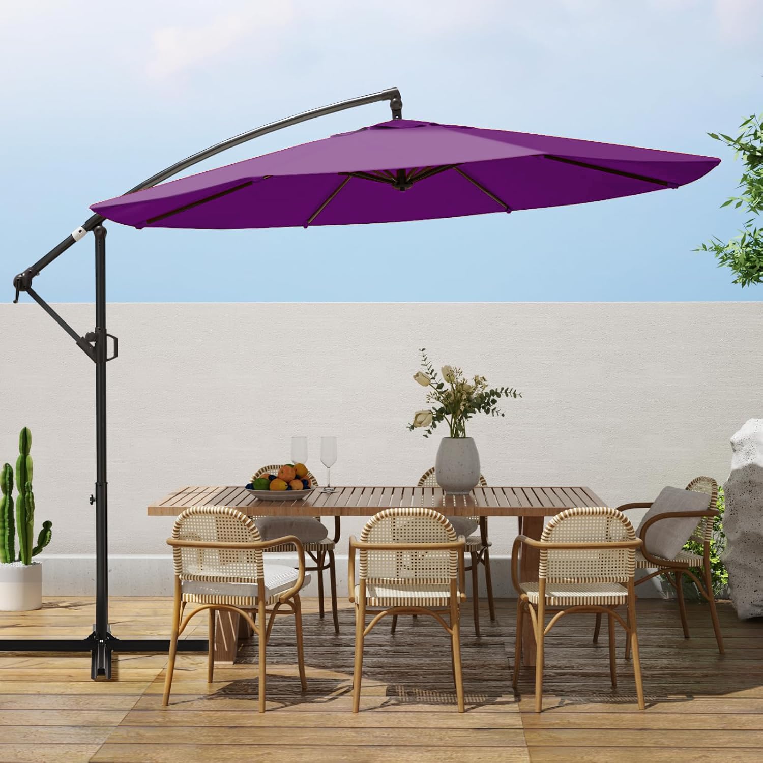 Sekey Sonnenschirm Ø300cm Groß Garten Terrasse Ampelschirm mit Eisen Mast, 200g PU-Beschichtung, 500h Farbechtheit, Schweres Gestänge für Café Balkon