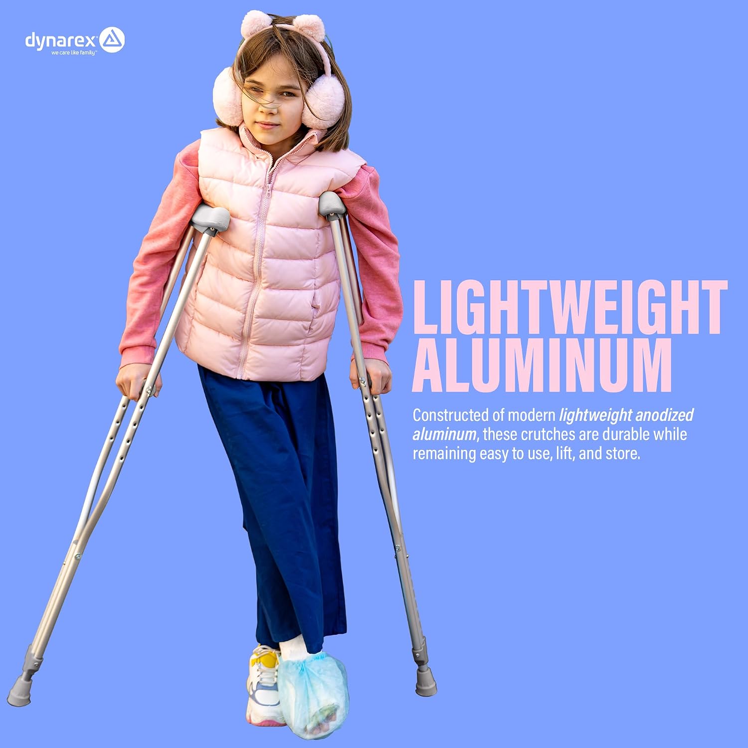 Dynarex Aluminum Crutches-Child, Mobility Aid has Push-Button Height Adjustment, Cushioned Underarm & Comfortable Hand Grips, 350 Pound Weight Capacity, Silver, 8 Pairs Dynarex Aluminum Crutches-Child
