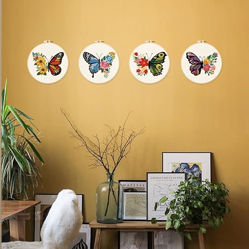 Miniatura 13 de INFUNLY Kit de bordado de cactus de 4 piezas, kit de iniciación de bordado de cactus para adultos, kit de bordado estampado con patrones para Kit