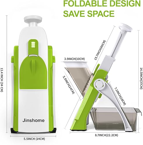 Miniatura 7 de Cortadora de mandolina mejorada para cocina y picadora de verduras segura 5 en 1 y rebanadora de mandolina ajustable, puede cortar rebanadas, tiras,