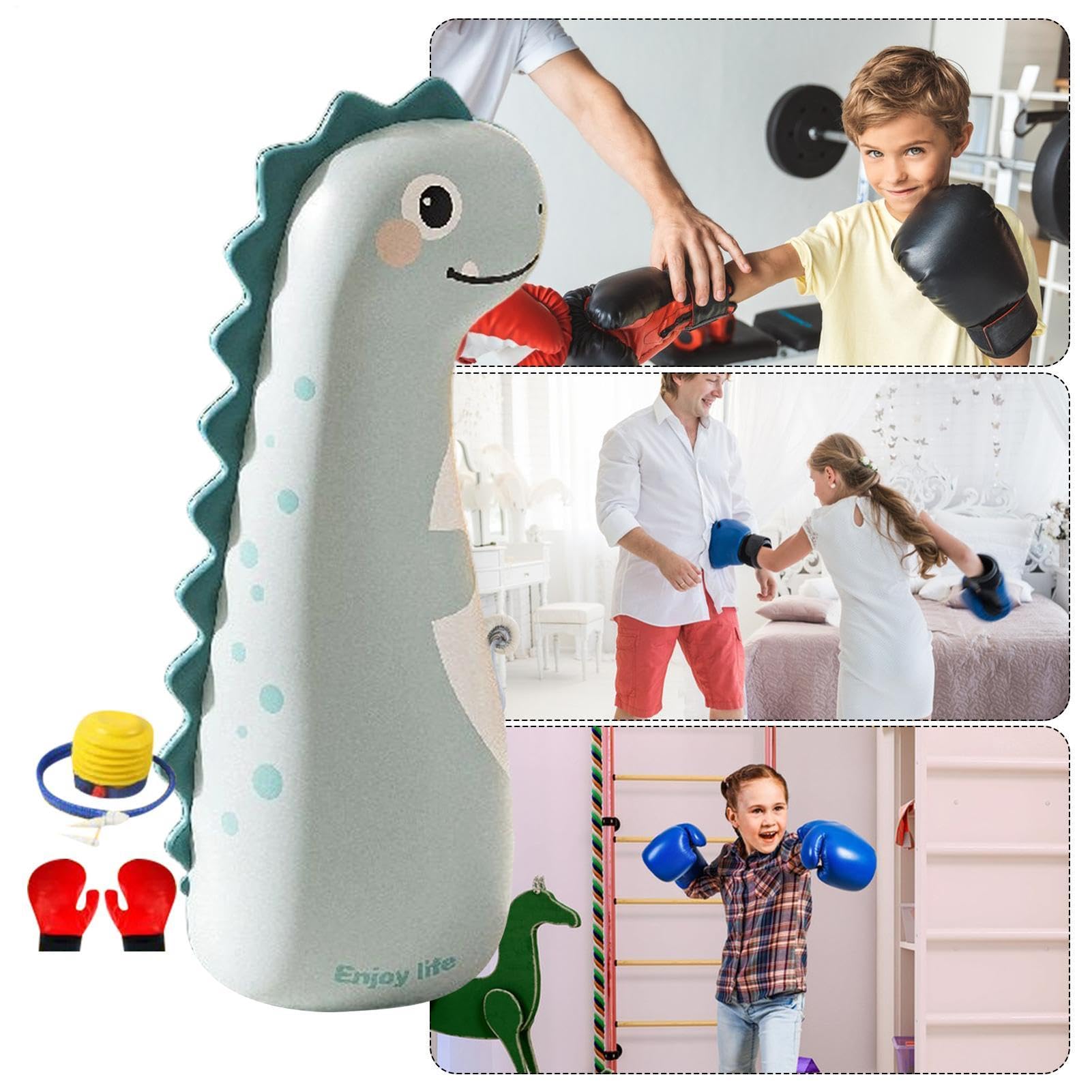 Borsa da boxe gonfiabile per 119 cm Borsa da boxe gonfiabile Junior con guanti | Borsa Da Corsa Interno Per Bambini Per Allenamento All'Aperto Esercizio Sport Intrattenimento