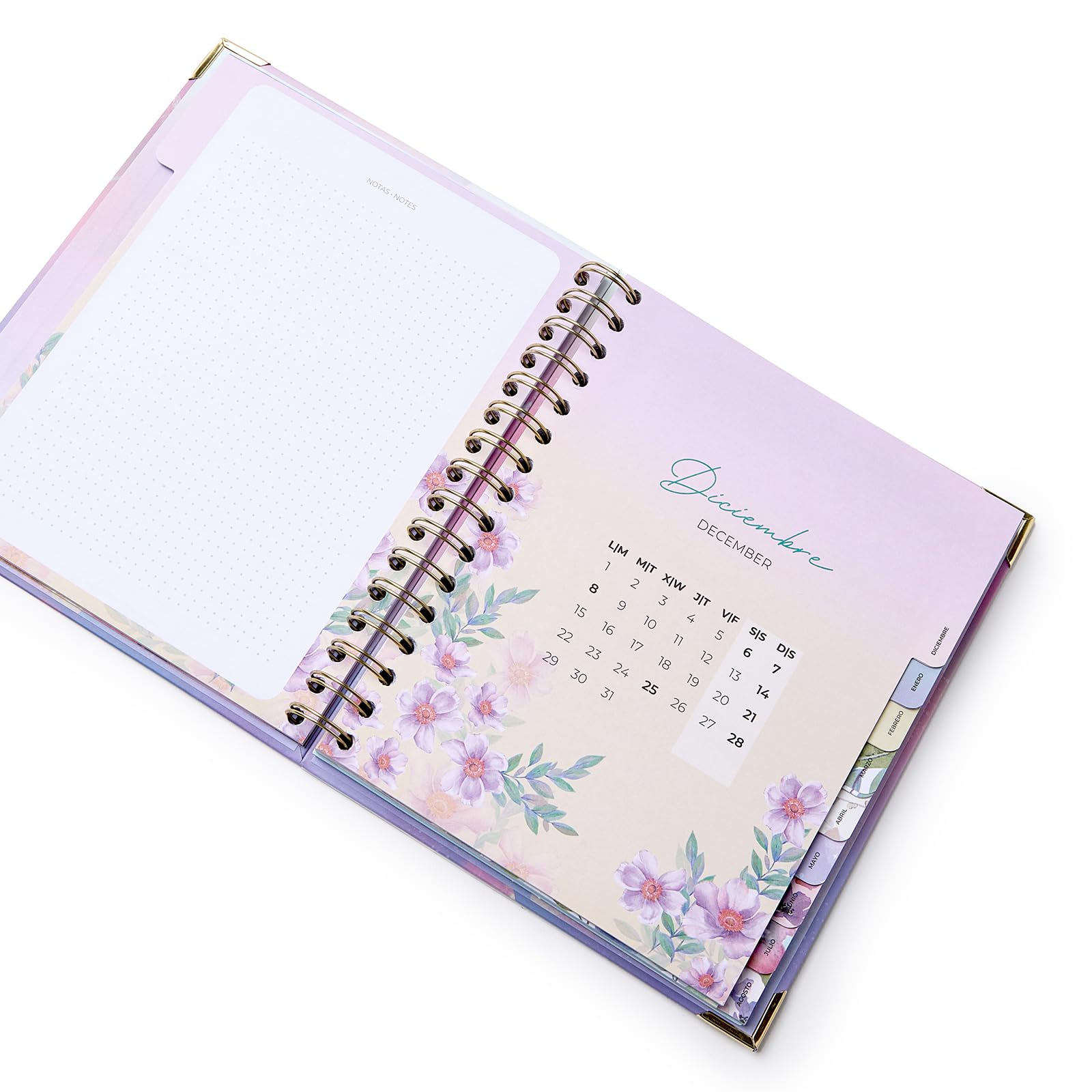 Takenote Academic Diary 2025 2026 - A5 Size (16.5x20.5 cm), Day per Page, Academic Format September to August, Double Wire-O Binding, Bilingual: Spanish & English - Stella - Image 3