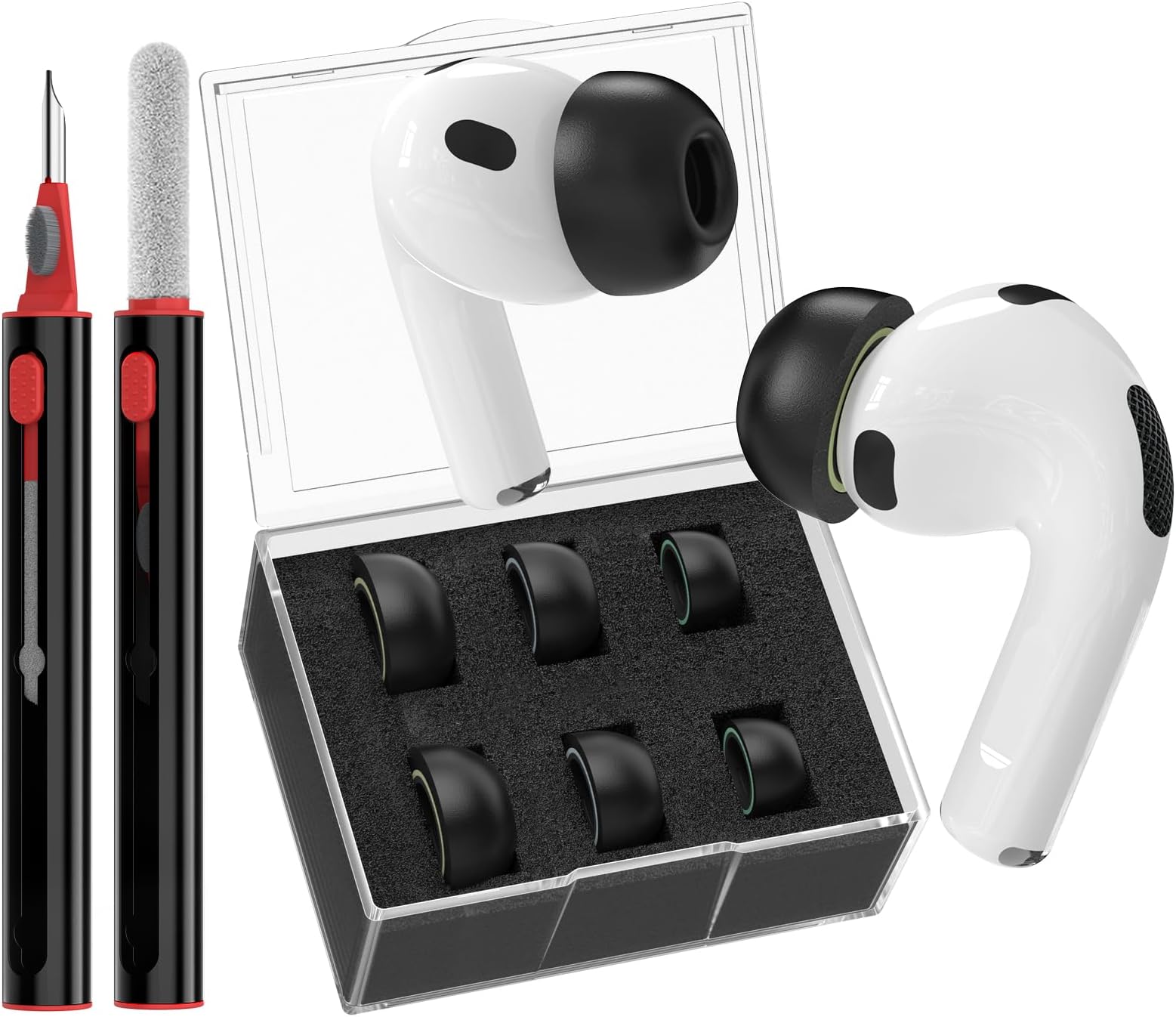 Delidigi Memory Foam Ear Tips for AirPods Pro 3 (2025) Earbuds, 3 Pairs Super Comfort Eartips Replacement Accessories Compatible with Apple AirPods Pro 3rd Generation with Cleaning Kit (S,M,L)
