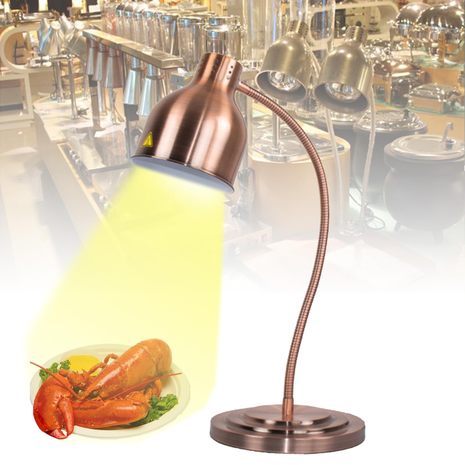 XoTiq Lampe Chauffante Sur Pied 500W - Lampe Chauffante Commerciale Rotative 360° Pour Buffet Restaurant