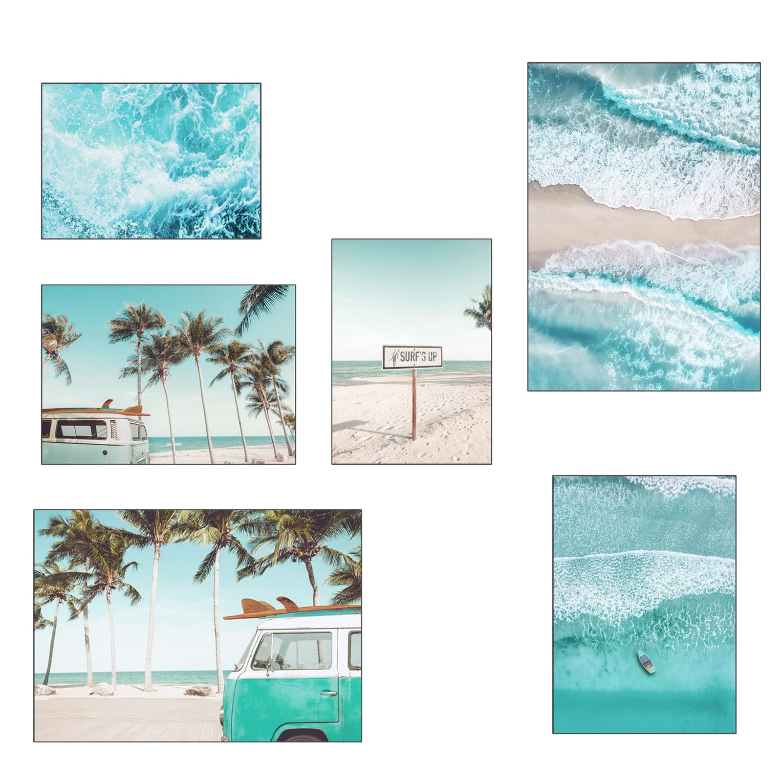 milaosk 6Pcs Laminas Decorativas Pared, Laminas para Cuadros Decoracion Set Pósters Prémium Modernos Cuadros paisajes playa Laminas Arte Minimalista para Sala, Dormitorios - Sin Marcos