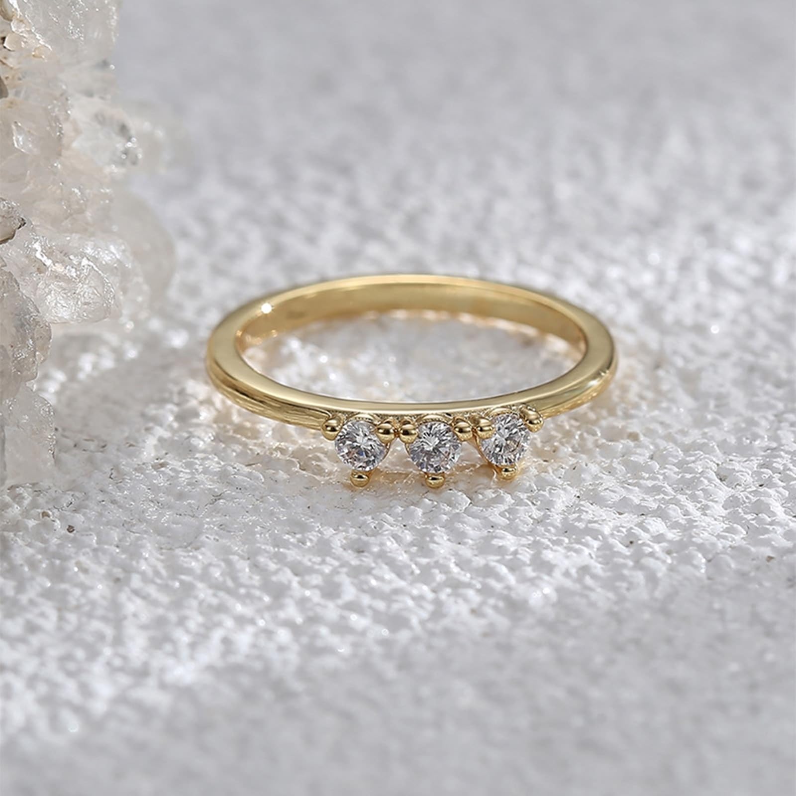 9 Karat/14 Karat/18 Karat Gelbgold Fingerring Damen Moissanit Weiß, Eternity Ring Empfindlich