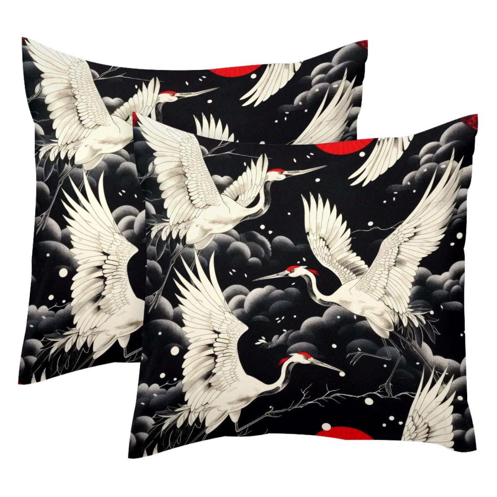 Housse de coussin velours 50x50 motif nuages grues volantes lot de 2 pour salon