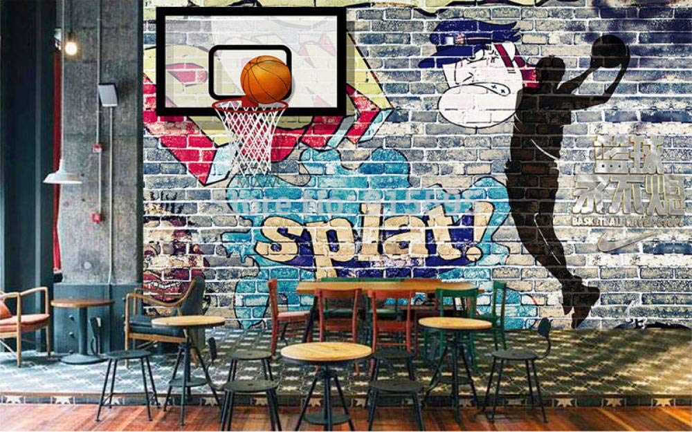 Papier peint basket-ball et graffiti abstrait pour relooker un salon urbain