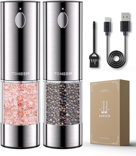 TOMEEM Upgraded Larger Capacity Electric Salt and Pepper Grinder Set