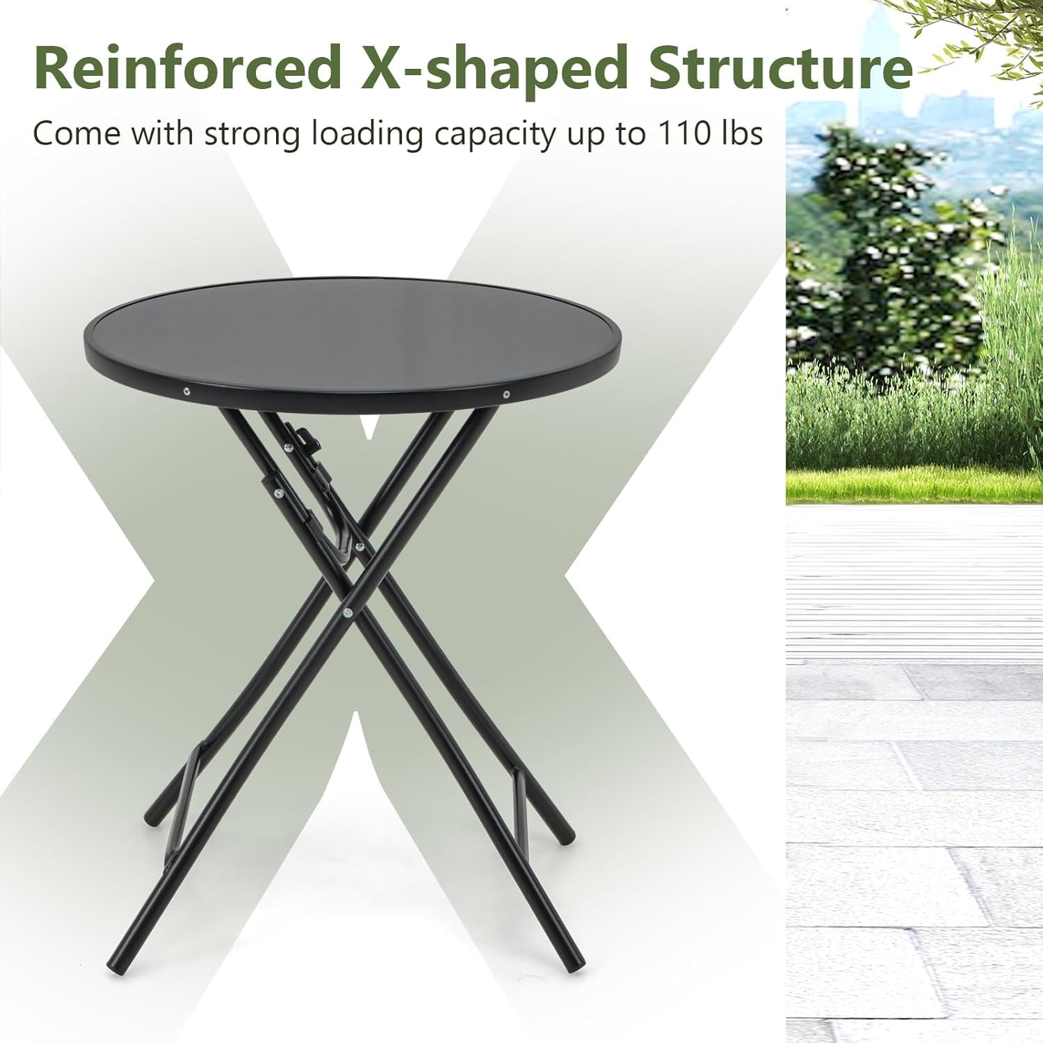 Divik Outdoor/Indoor Dining Table Tempered Glass Top - Balcony Decor, Garden Decor, Stylish Garden Accessory, Gardens Table, Outdoor Side Table for Patio (1Pcs) 1