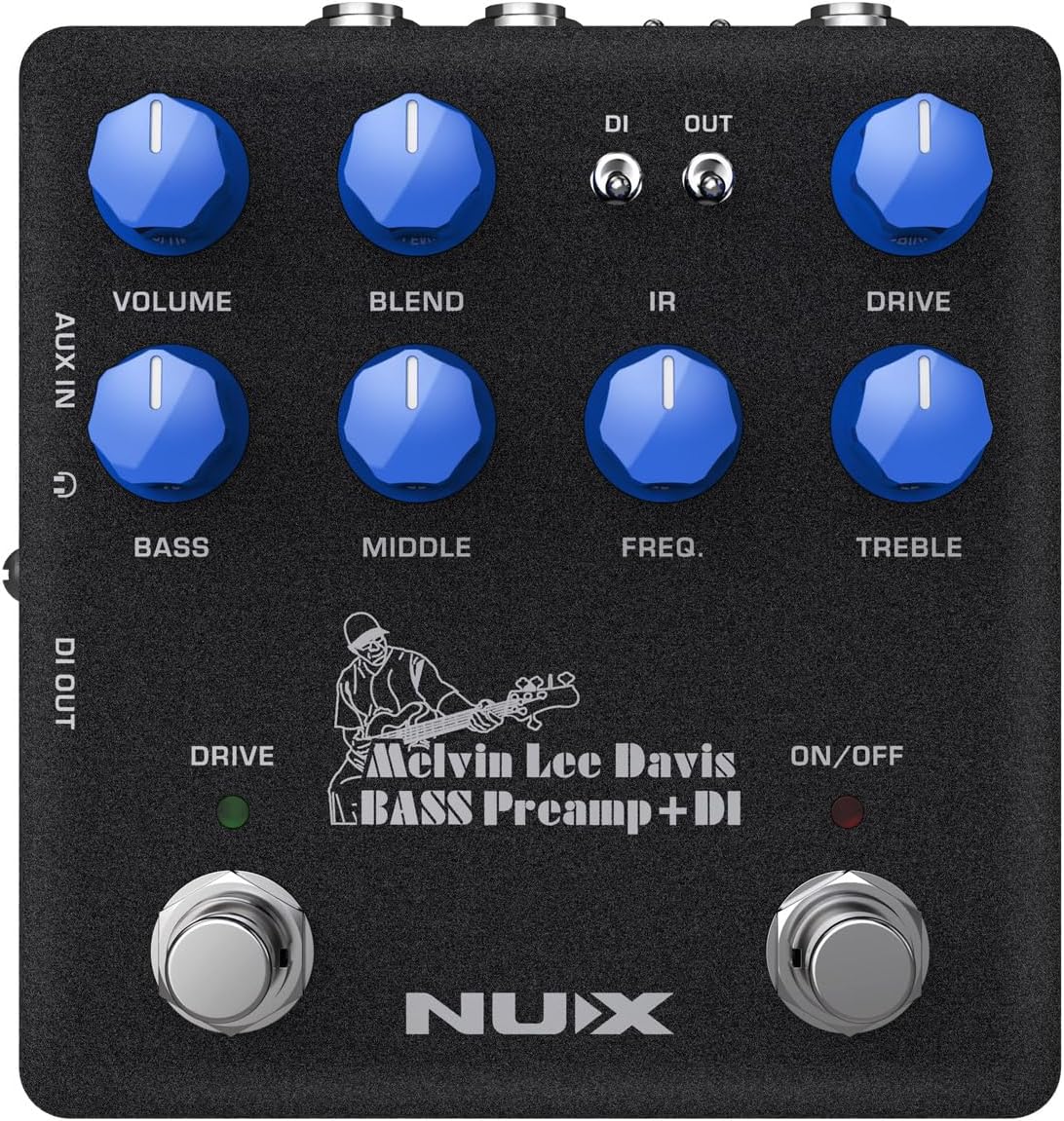 NUX Melvin Lee Davis NBP-5 Dual Switch Bass Pedal Bass Preamp,DI box,Impulse Response (IR) Loader,Audio Interface in one