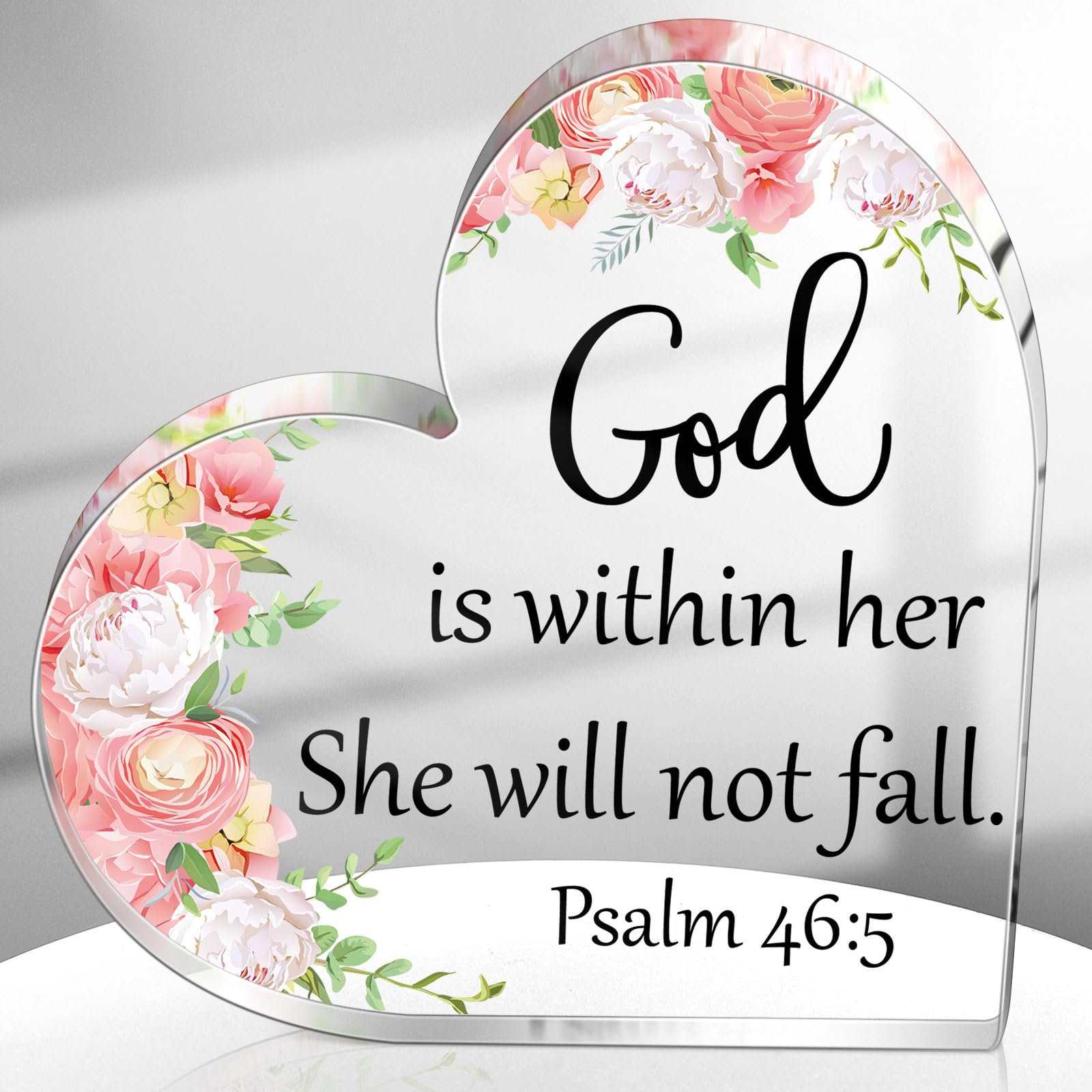 Gerrii Christian Gifts for Women Inspirational Religious Gifts for Her Bible Verse Desk Decor Spiritual Acrylic Plaque Sign for Christmas Birthday Mom Sister(Floral,5.9x5.9x0.55 Inches)
