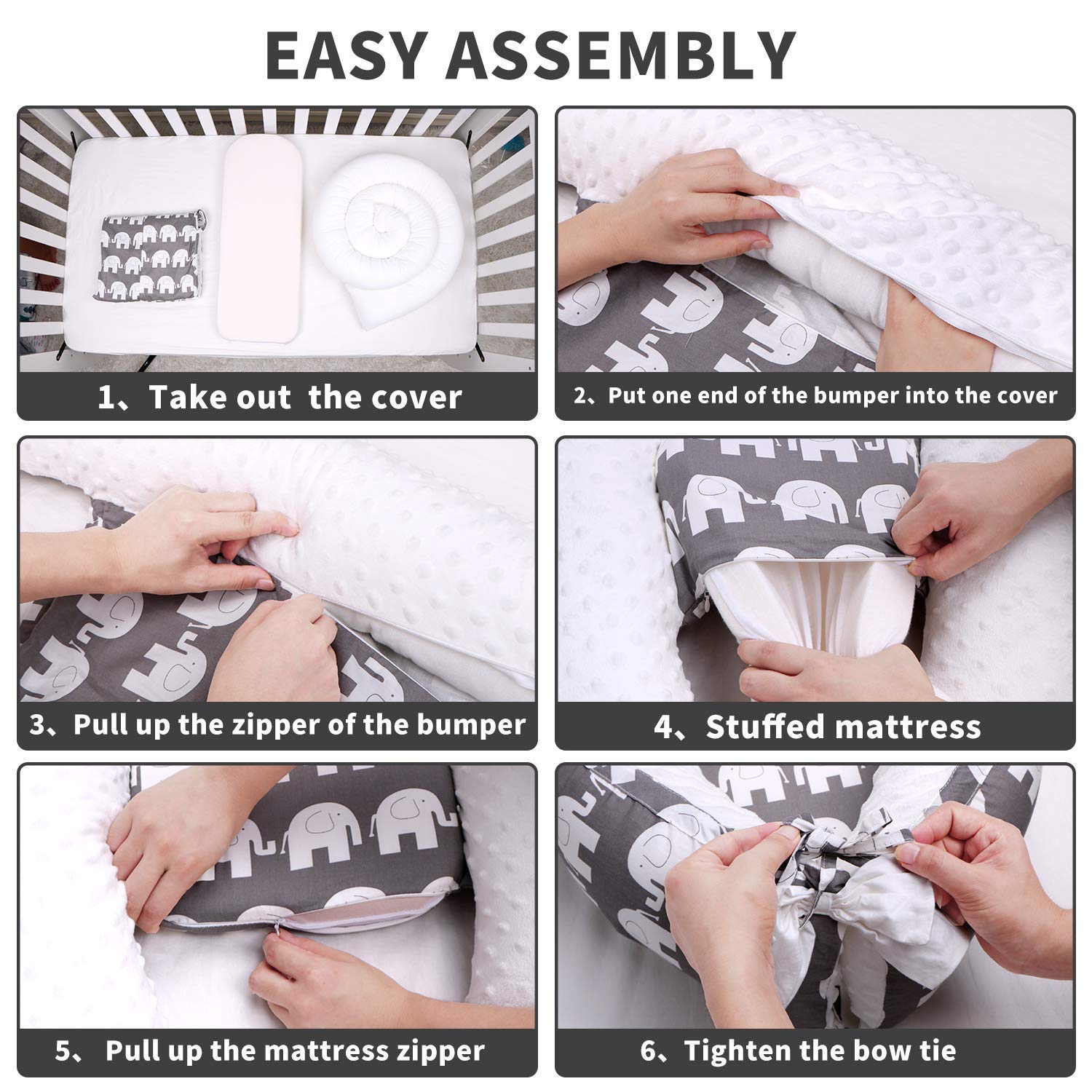 Nеw Arrіvаlѕ Uaugh Baby Lounger Sleeper Nest,100% Breathable Soft Cotton Co-Sleeping Nest Bed for Newborn,Portable Reversible Adjustable for Crib Bassinet Mattress, Baby Gifts Essential 0-8 Month (Elephant)