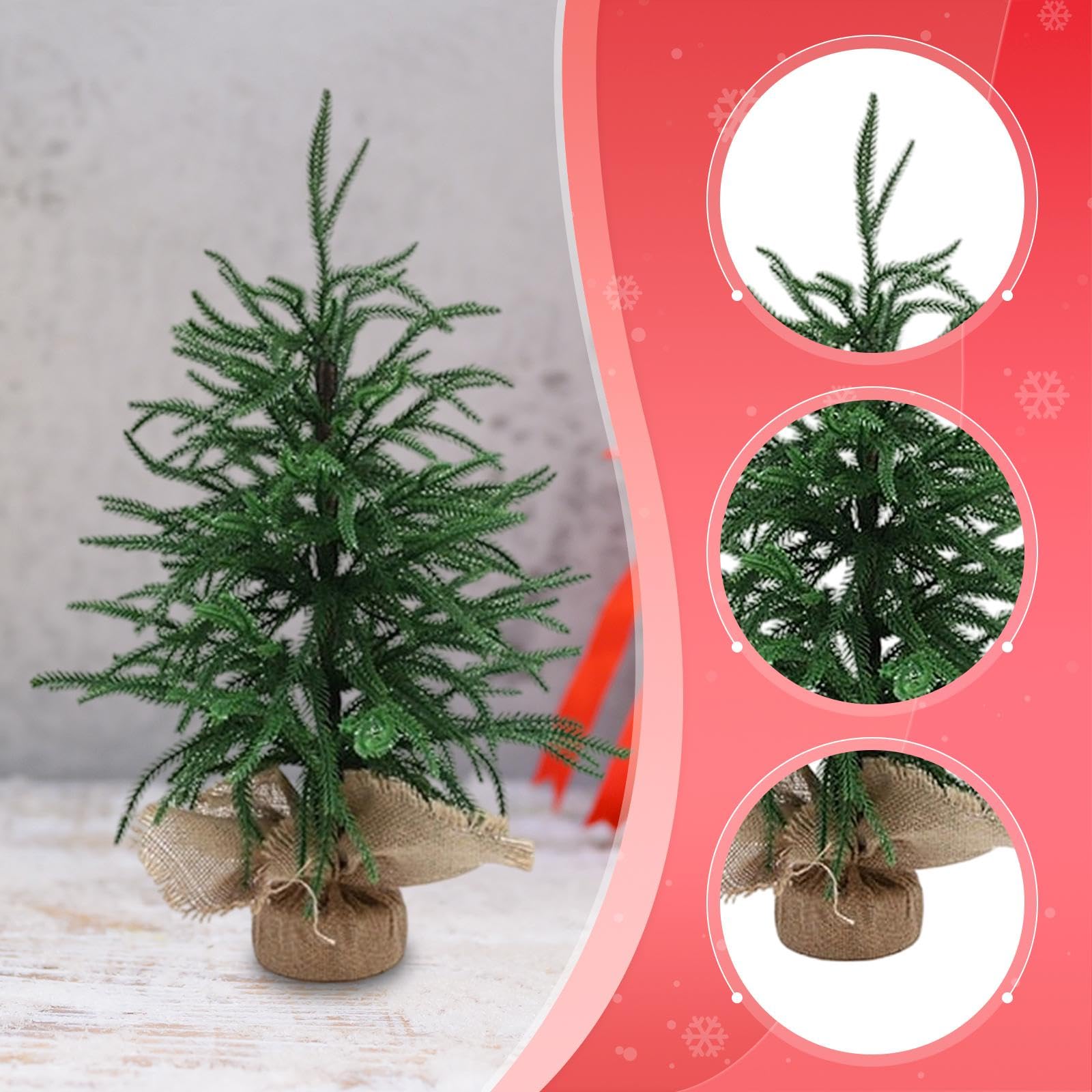 perfk Albero di Natale Artificiale da Tavolo, Finto Albero di Natale Realistico, Piccola pianta Finta per Portico Anteriore, Ufficio, Interni ed, Pino Norfolk da 60 Cm