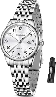 Zegarek na rękę damski prosty mały cyferblat - zegarek damski z datą wodoszczelny - klasyczny zegarek damski zegarek kwarcowy złoty srebrny pasek ze stali nierdzewnej