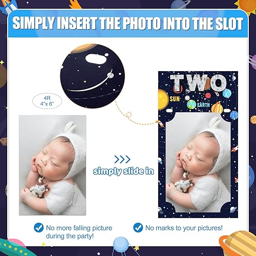 Miniatura 7 de Decoraciones de cumpleaños de primer viaje alrededor del sol, temática del espacio exterior, cartel de fotos de primer cumpleaños de recién nacido a