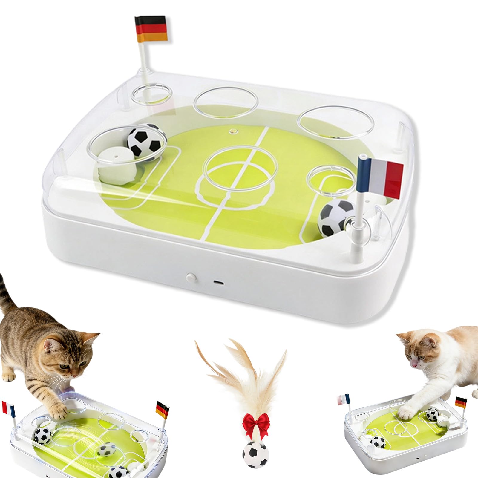 Giocattolo interattivo per gatti con luci LED, palla di erba gatta, sensore di movimento, ricaricabile tramite USB, caccia e allenamento indoor (1 pezzo)