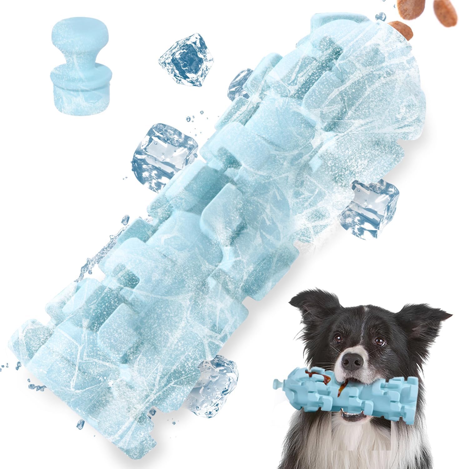M.C.works Freezable Dog Toy with 8 - Hour Cooling - Durable Chew Proof Puzzle Feeder for Large Dogs, Portable Outdoor Camping Accessories