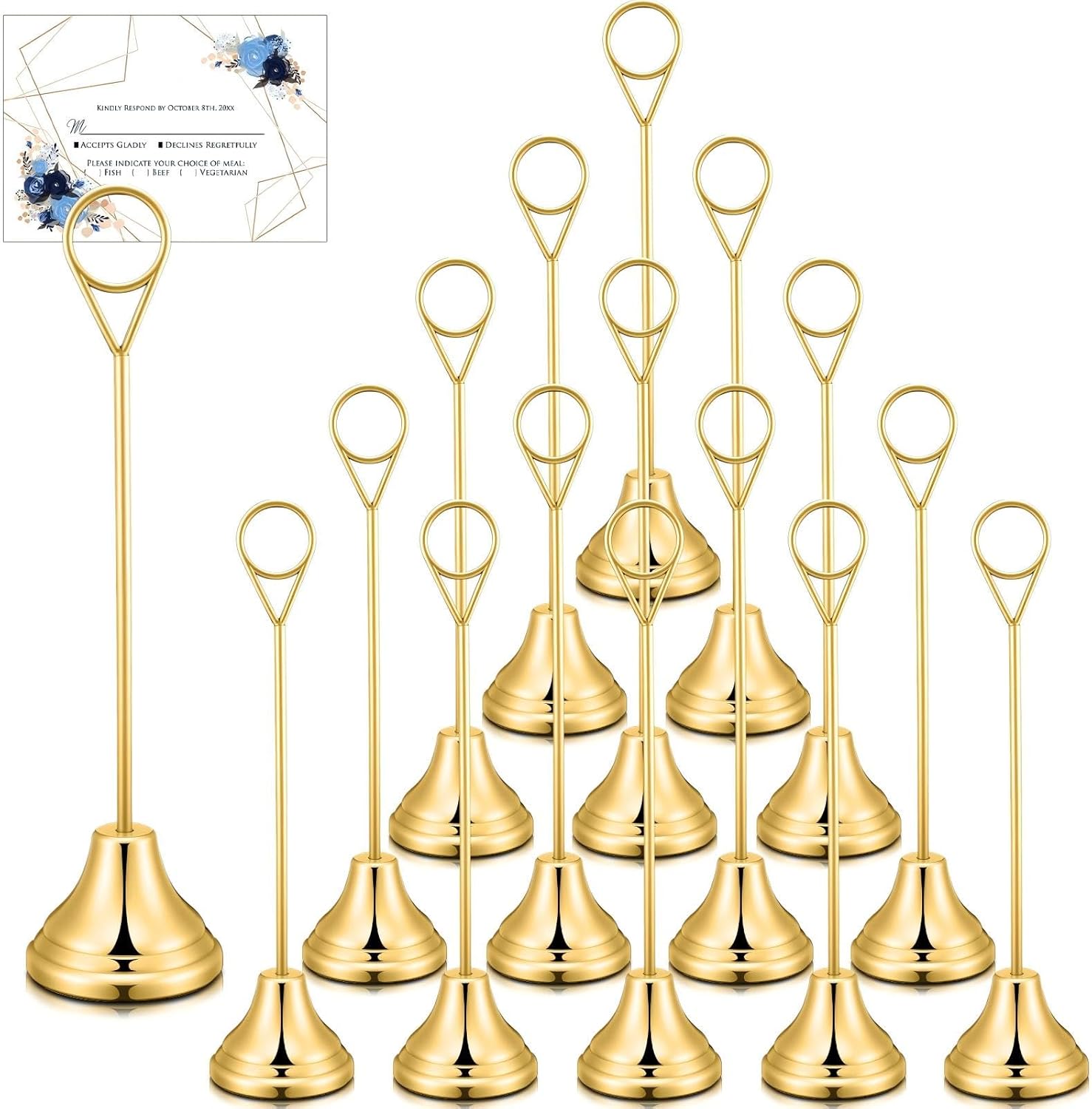 Marspark テーブルナンバーホルダー 16個 8インチ メタルプレースカードホルダー 結婚式 テーブルサイン メニュー メモ