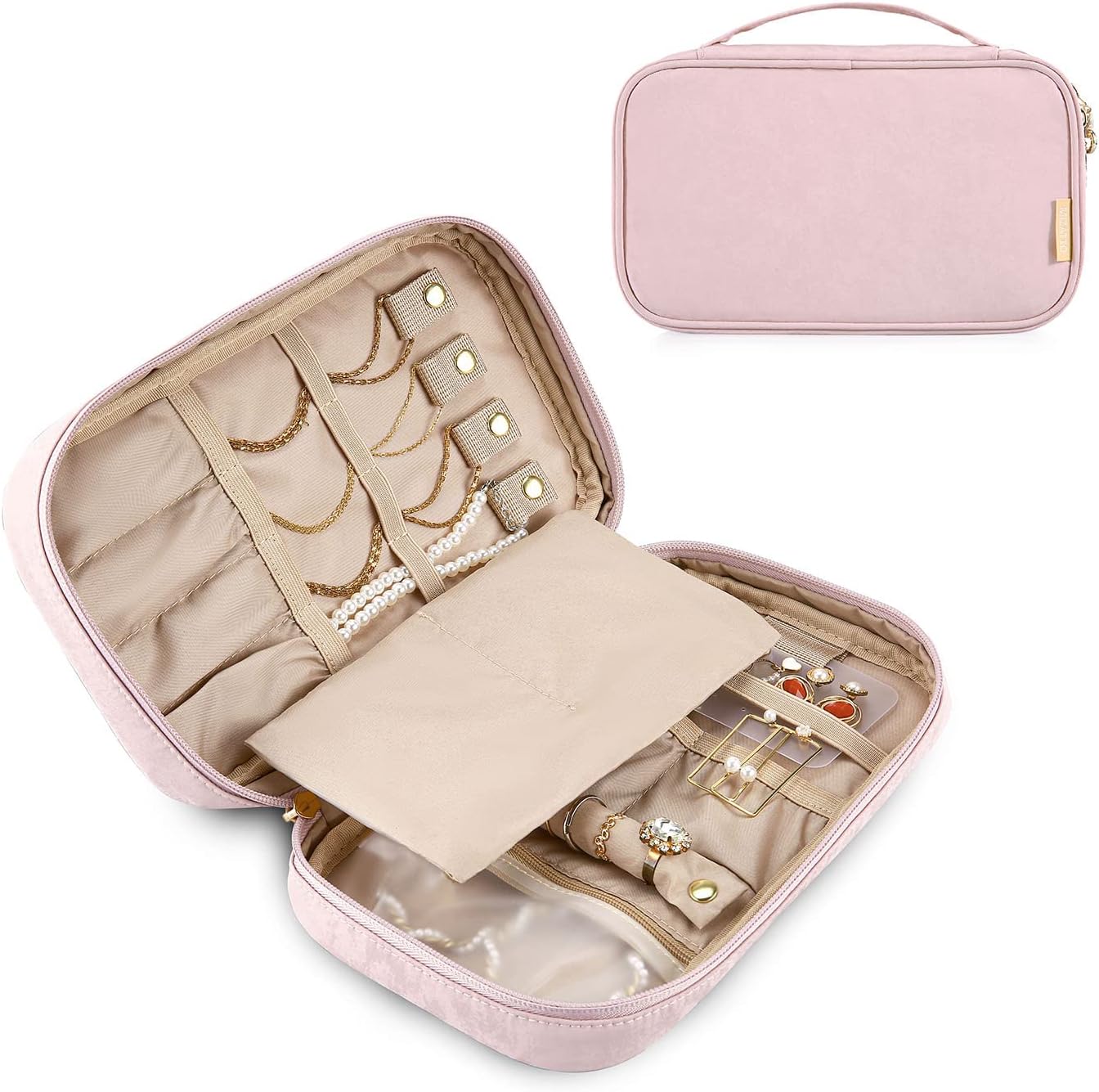 MIZATTO Travel Jewelry Organizer Case Portable Jewelry Storage Bag for