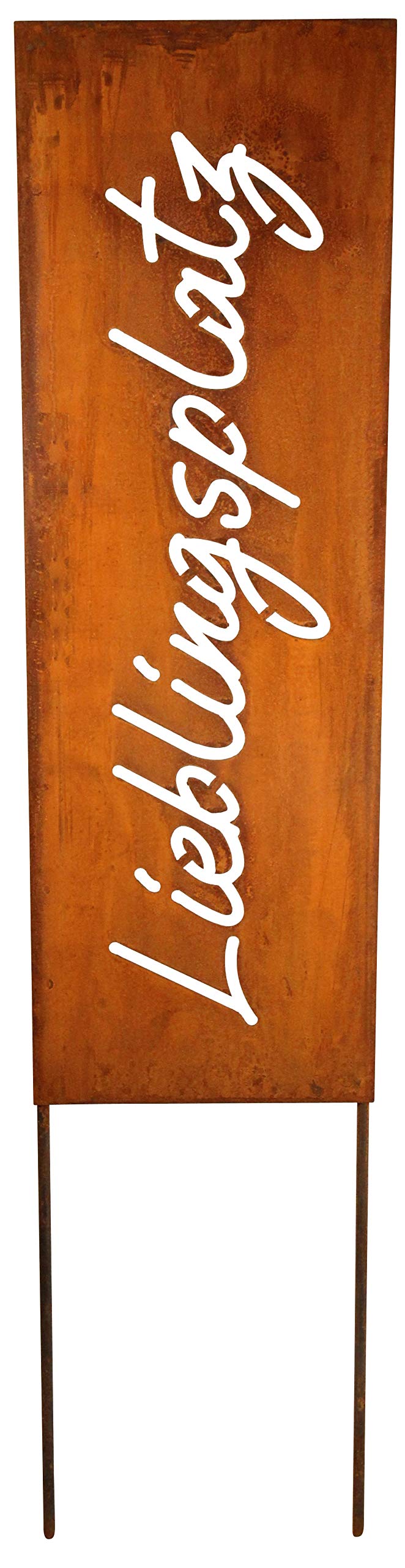 Schild Spruchtafel Gartenschild Edelrost rostige Gartendeko 115cm Edelrost (Lieblingsplatz)