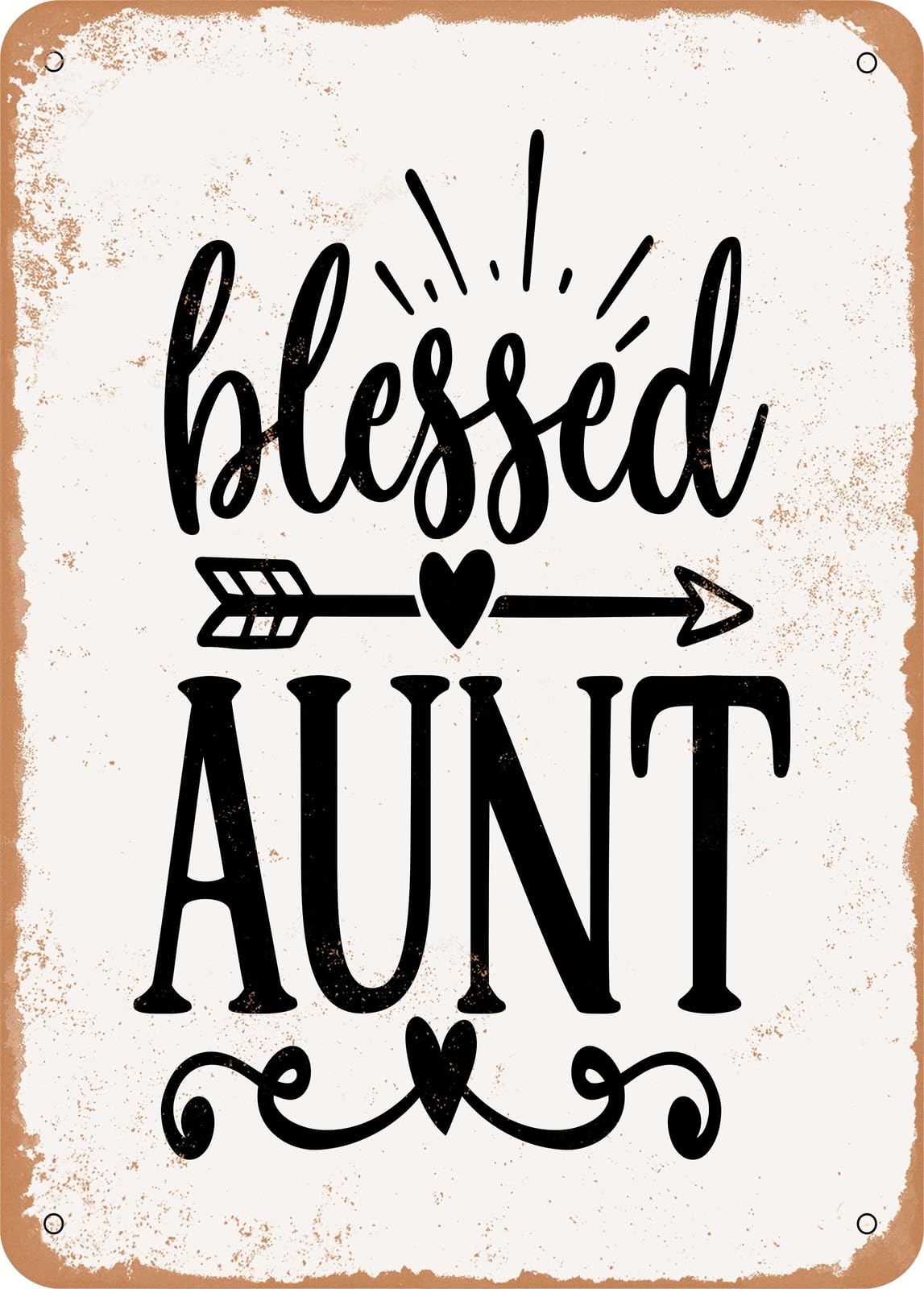 Miaomansenstore Metal Sign - Blessed Aunt - 2 - Vintage Rusty Look Home Decor