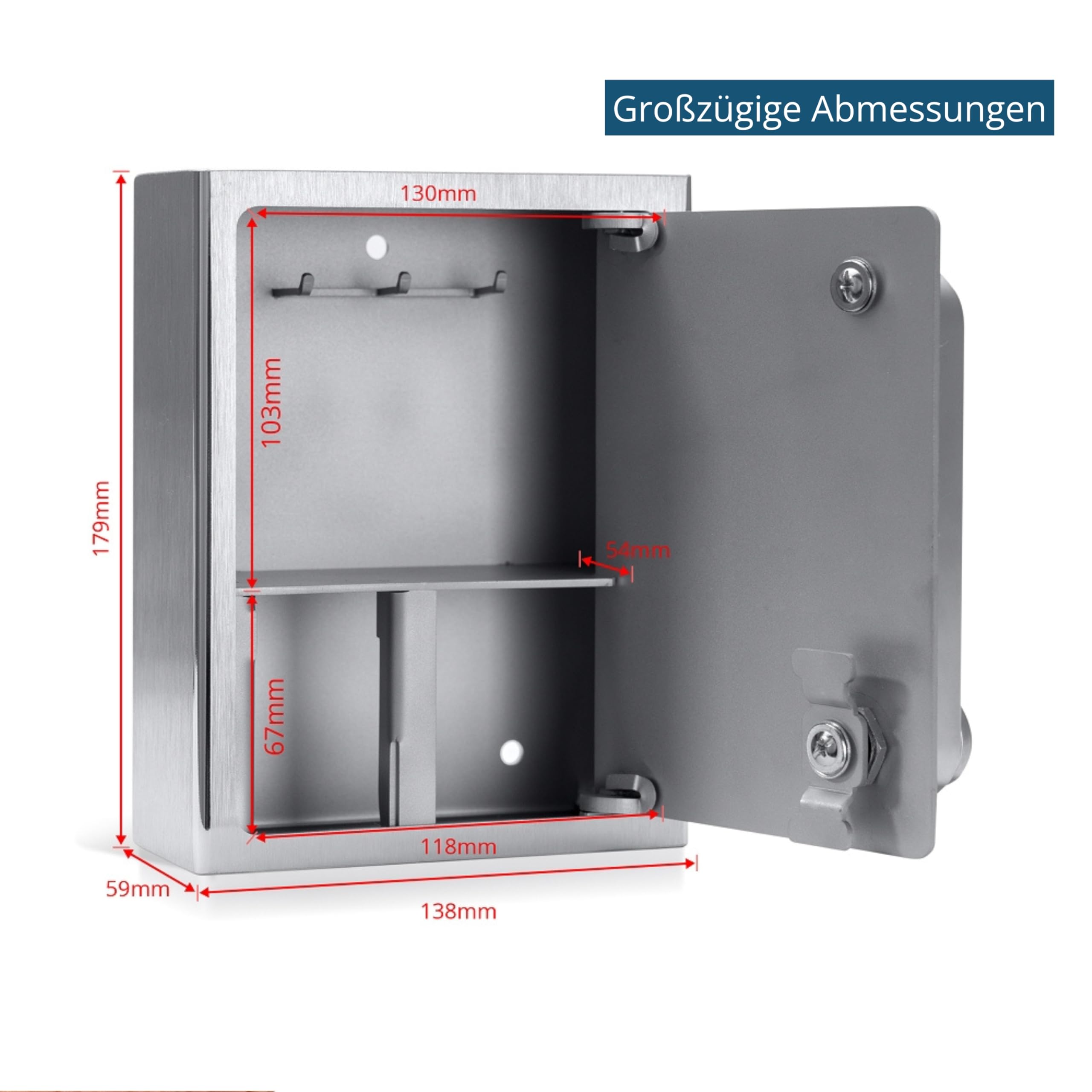 masunt Schlüsselsafe 1121 RFID | elektronischer Schlüsseltresor | Registrierung von bis zu 50 individuellen Zutrittsmedien | V2A Edelstahl | Aufbruch-sicher | wetterfest | silber