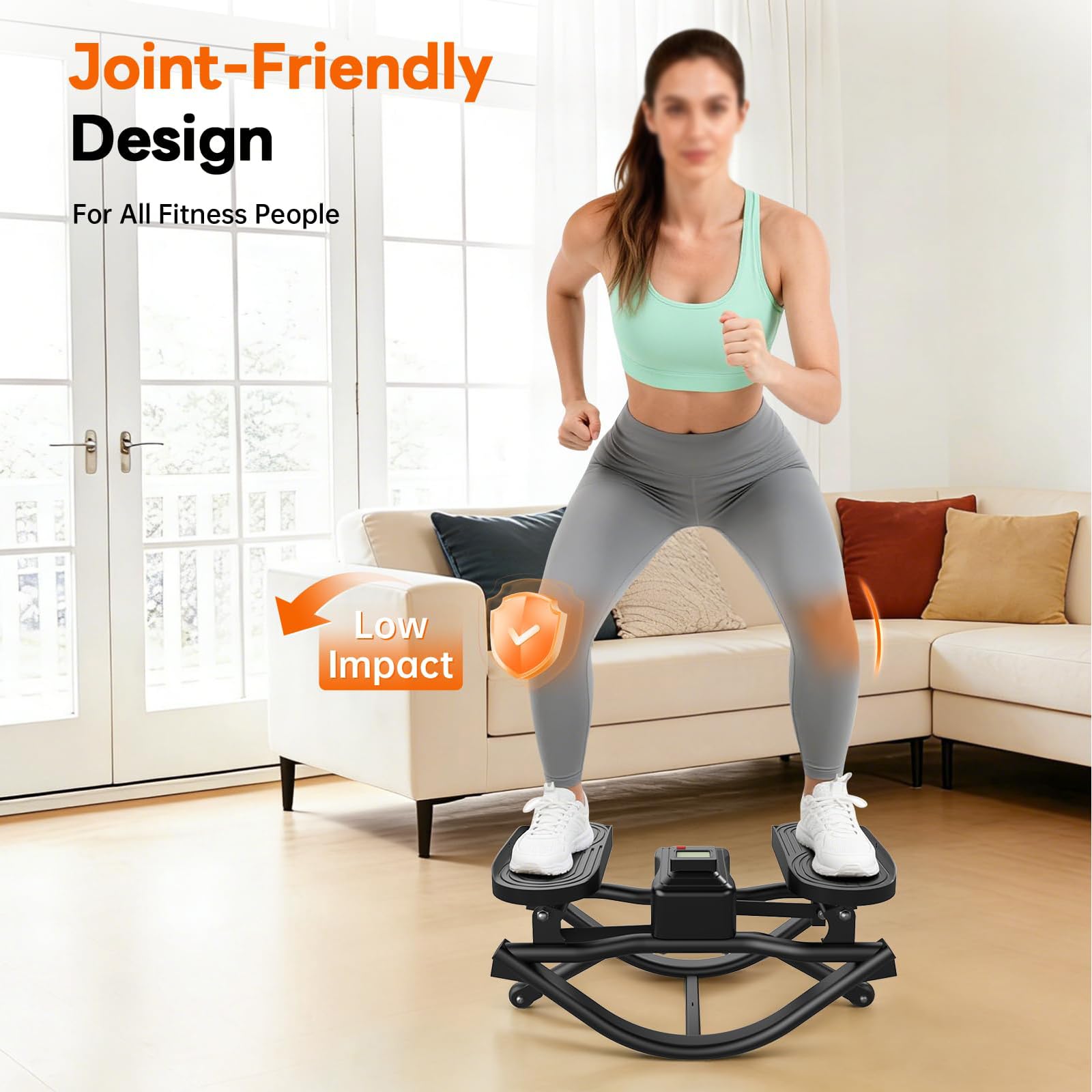 Attrezzi Palestra Casa Allenamento A Casa Pedana Fitness Mini Stepper da Casa con Fasce di Resistenza E Monitor LCD Macchina Stepper Oscillante
