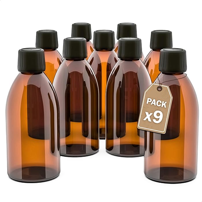 Buy LG Luxury & Grace Pack 9 Amber Glass Bottles, 250 ml. Screw Cap and