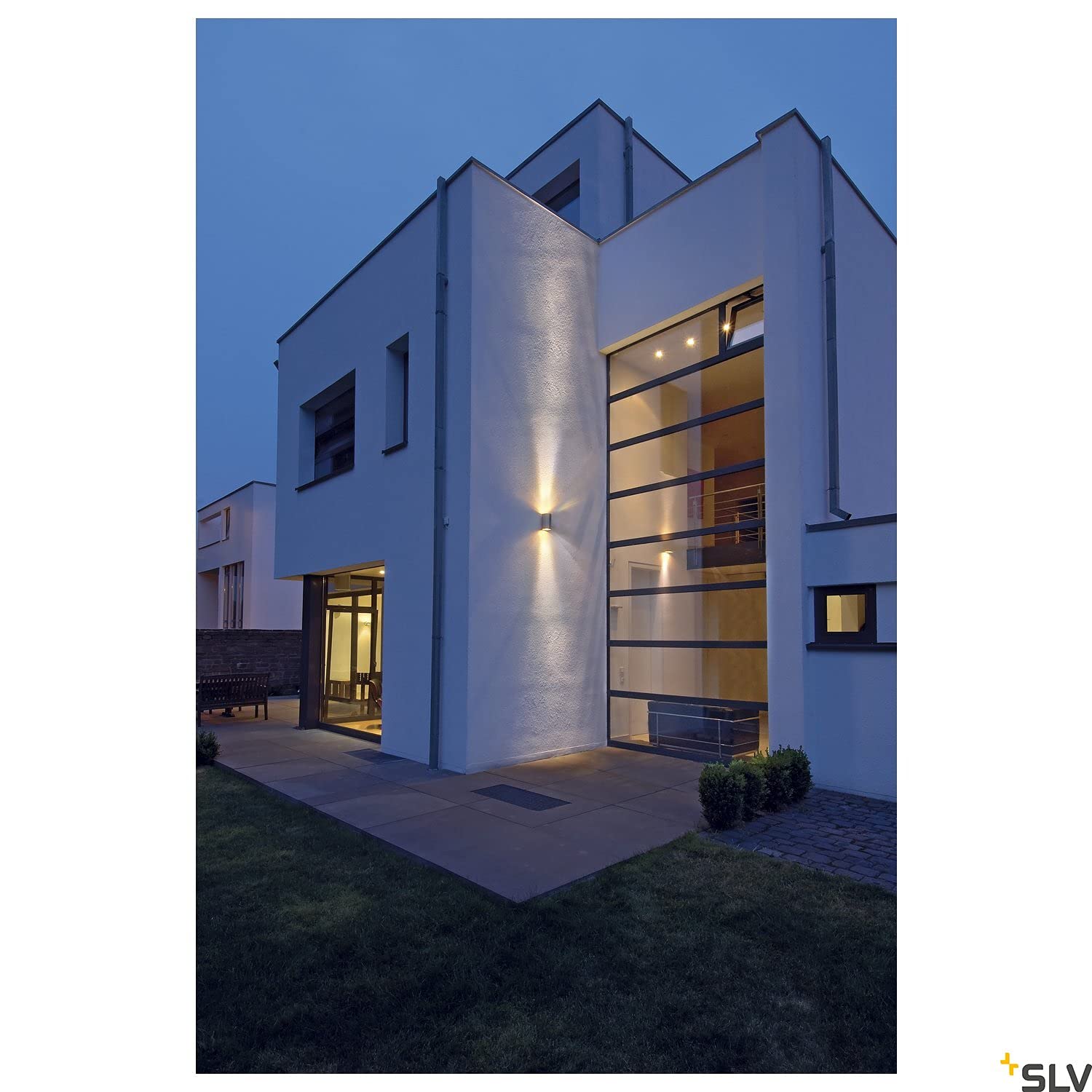 SLV luminaria de superficie de pared ROX WALL OUT UP/DOWN/iluminación para paredes, caminos, entradas, foco led de exterior, luminaria de superficie de exterior / GU10 IP44 50 W aluminio