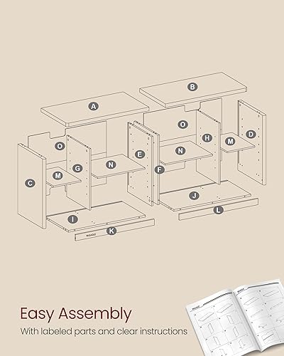 Miniatura 7 de VASAGLE Soporte de TV para televisores de hasta 65 pulgadas, centro de entretenimiento con estantes de almacenamiento, mesa consola de TV, fácil de