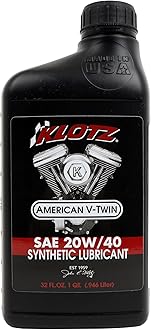 Klotz American V-Twin Synthetic Motorcycle Oil Lubricant 20W-40 for Yamaha, Victory, Indian Wet Clutch & Integrated Transmission Engine | KV-2040, 1 Quart