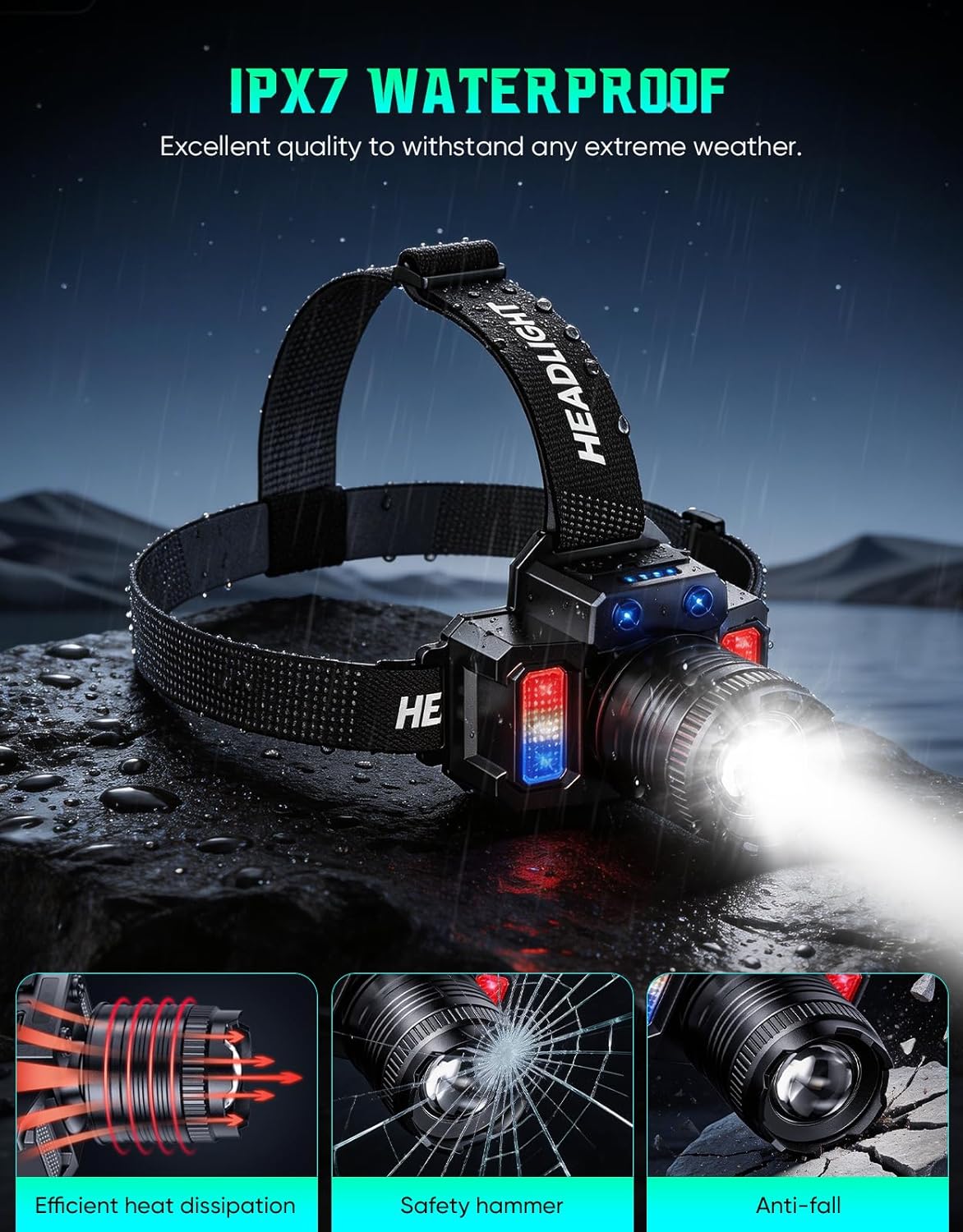 Headlamp Rechargeable 2 Pack, Motion Sensor Headlamp Super Bright LED Flashlight with 5 Lighting Modes, Zoomable Spotlight & Floodlight, Waterproof 360° Adjustable Head Lamp for Camping Hiking Running