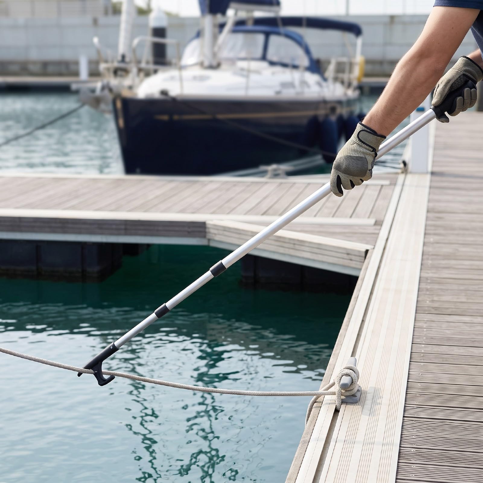 Telescopic Boat Hook 12ft, Alluminio Durevole, per Uso Nautico | Asta retrattile per un facile aggancio, struttura leggera e stabile, impugnatura antiscivolo