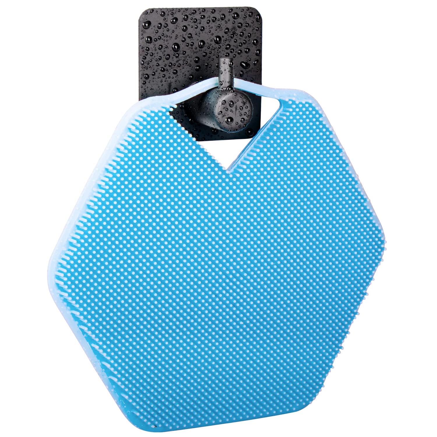 Silicone Exfoliating Body Scrubber, Shower and Bath Accessories with Storage Hooks, Easy to Clean, Foamy and Reusable, Flat Clean Brush for Bathing, Hair Washing, Dishwashing etc.