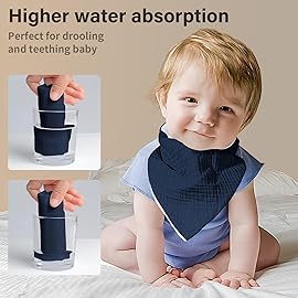 NISXABEBE Muslin Baby Bibs, 6 Pack, Baby Bandana Drool Bibs 100% Cotton for Baby Boy Girl,Solid Colors Bib for Drooling Teething (Boys)