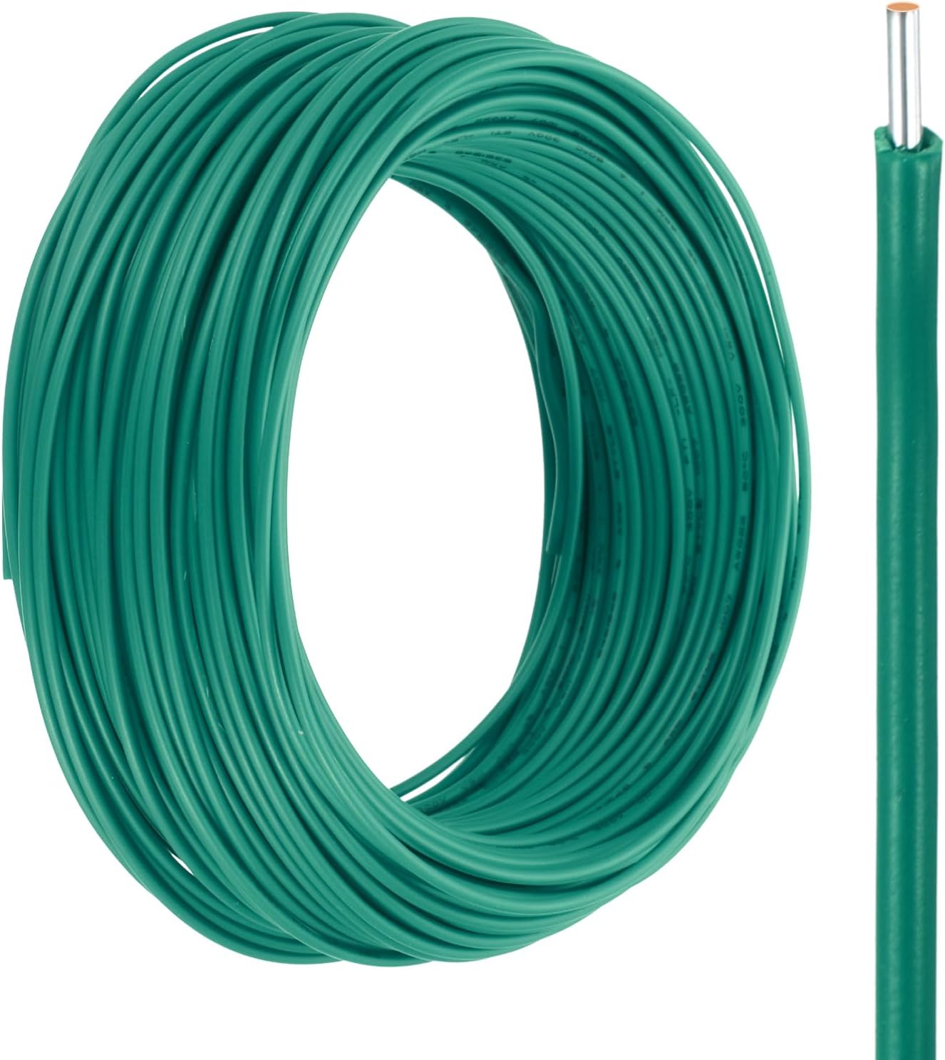 UL1007 Solid Core Wire, 24 Gauge 100FT 300V 24 AWG Electrical Wire Tinned Copper PVC 80 Degree High Temp Internal Wiring for Fixed Installations, Appliances, Green