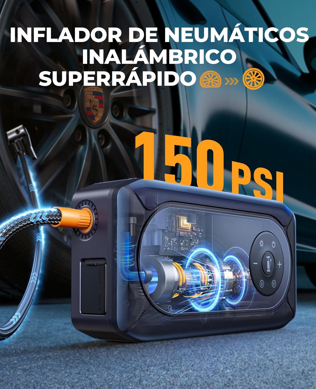 Arrancador YaberAuto con accesorios y funda de transporte