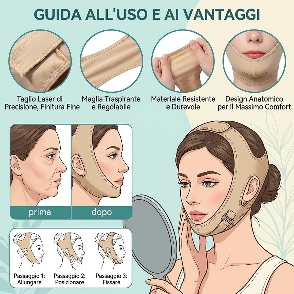 Sweetlifty Doppio Mento V-Face Lifting Mask, fascia di serraggio per il viso per ridurre il doppio mento e migliorare la piega naso-labiale (M)