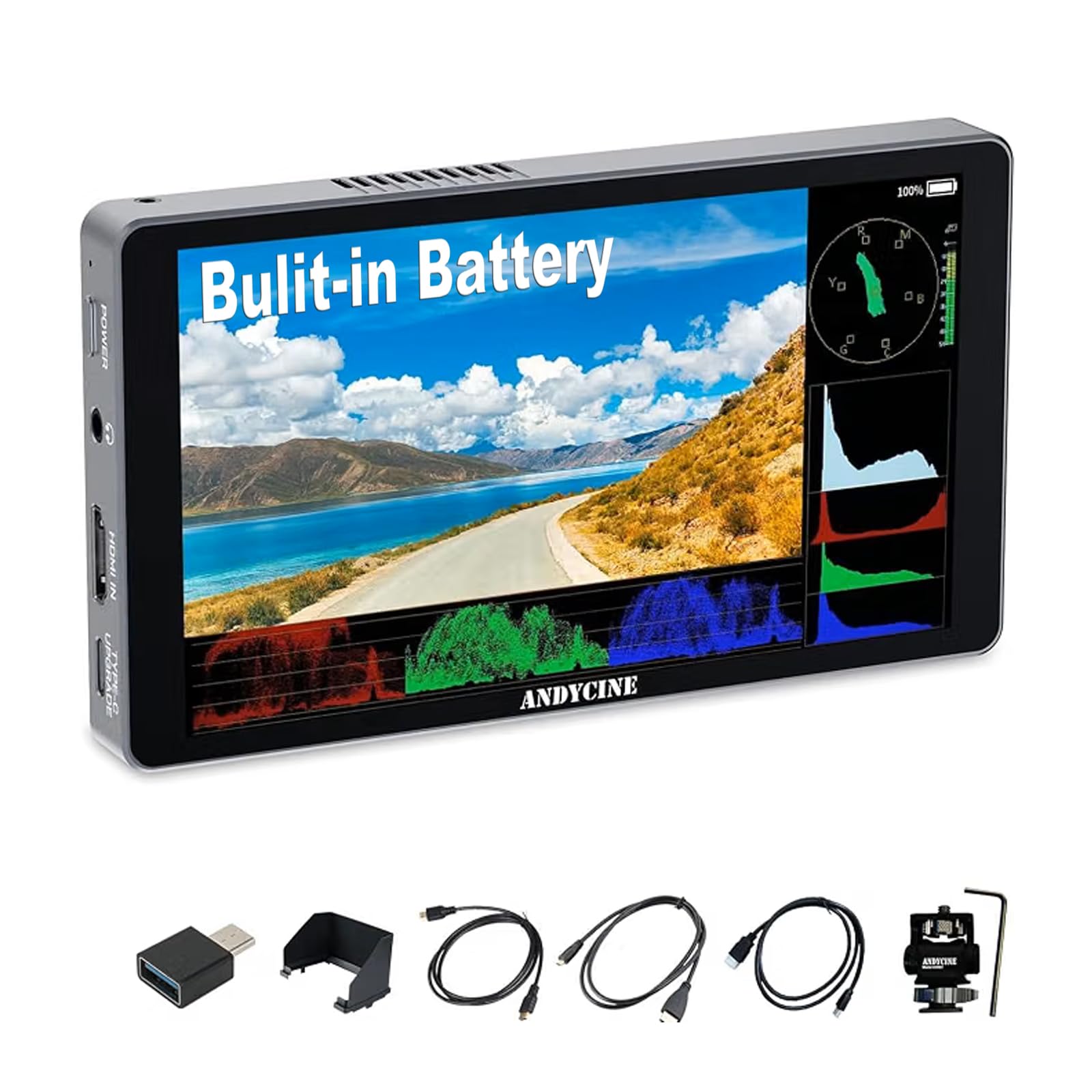 ANDYCINE X5L Kamera Field Monitor Integriert Akku 3300 mAh