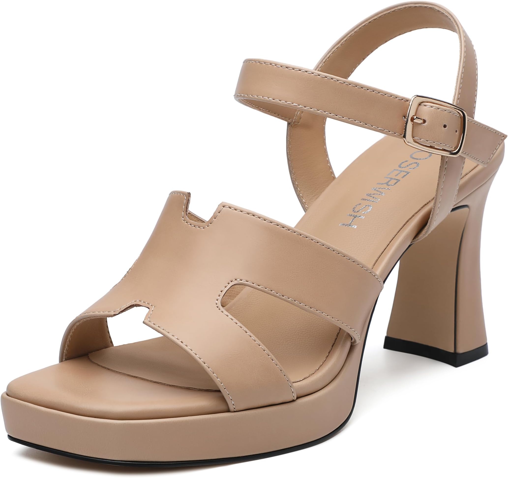 - Women's Chunky High Heel Sandals with Platform - Square Open Toe Wedding Party Dress Shoes, Sexy Comfortable Bridal Prom Heels with Ankle Strap & Strappy Design