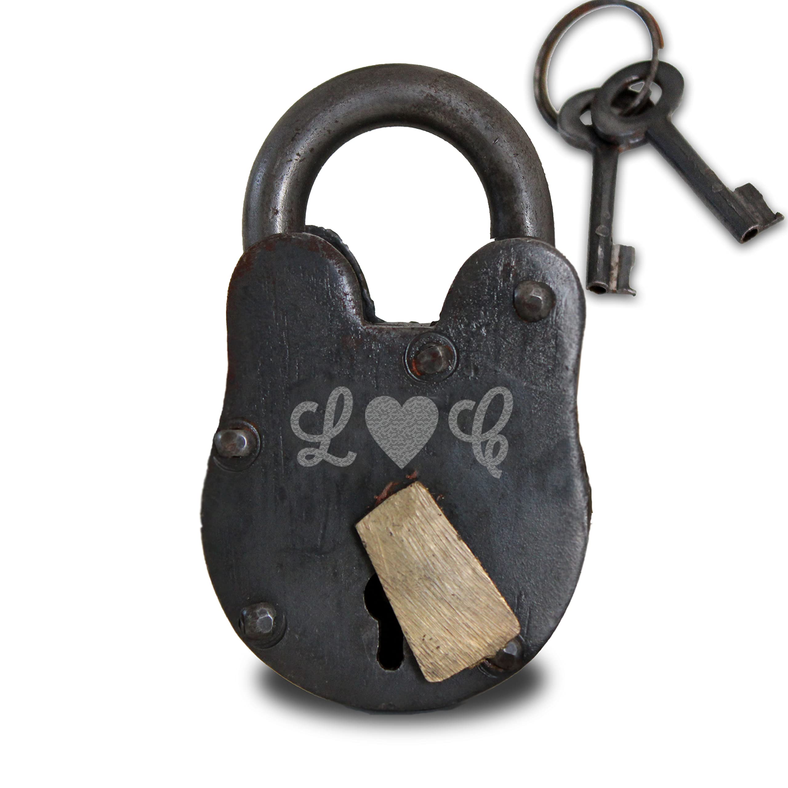Antique Love Lock with Keys, Custom Love Lock, Engraved Love Lock, Antique Love Lock, Bridge Lock, Gate Lock Fence Lock, Paris Lock (L Heart C)