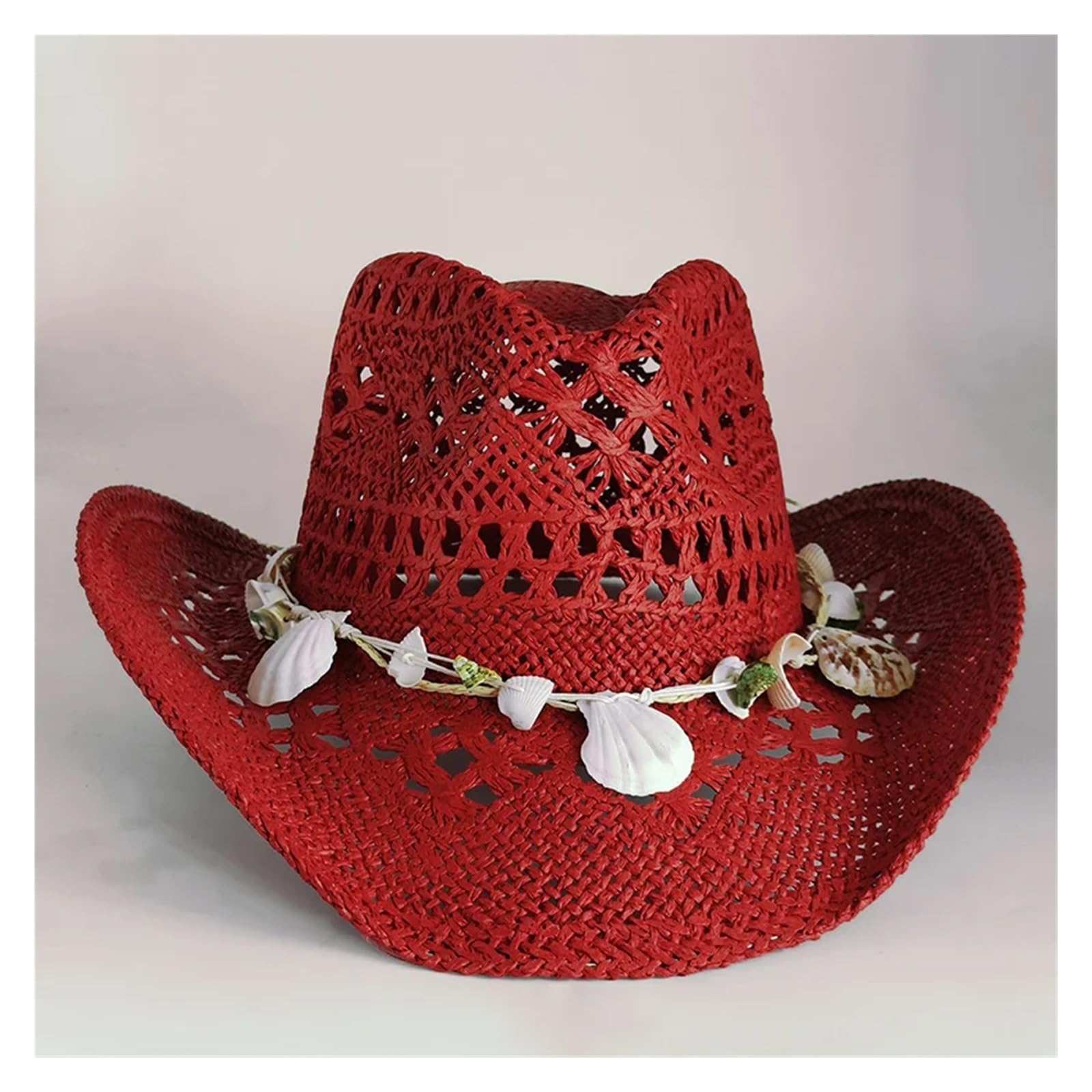 Sombrero Cowboy Sombrero de paja vaquero for mujer, sombrero rojo ala grande for fiesta, verano al aire libre, jazz for el sol Retro